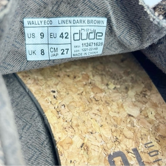 Hey Dude Wally Eco Linen Dark Brown Slip On Casual Moc Chukka Canvas Shoes - Picture 11 of 13